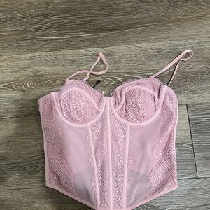 Garage Pink Lace Bustier Top